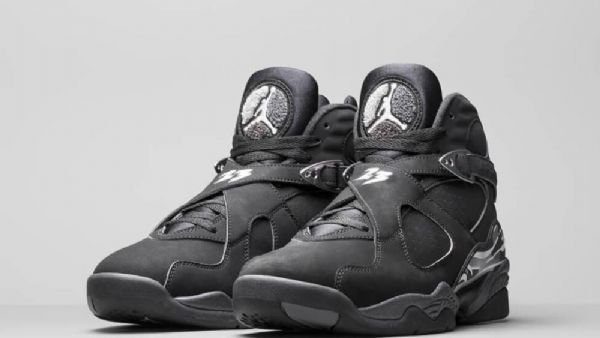 Nike Air Jordan 8 Chrome Sko Herre Svarte