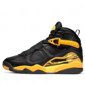 Nike Air Jordan 8 Retro Basketball Shoes Dame Svarte Gul