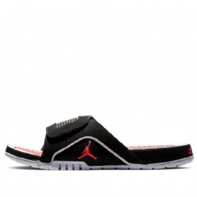 Nike Air Jordan Hydro Iv Retro Non-slip Borrelås Acupressure Sole Obsidian Slide Sports Slippers Herre Svarte