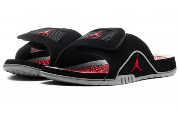 Nike Air Jordan Hydro Iv Retro Non-slip Borrelås Acupressure Sole Obsidian Slide Sports Slippers Herre Svarte