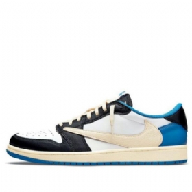 Nike Fragment Design X Travis Scott X Air Jordan 1 Retro Basketball Shoes Herre Blå Khaki Hvite