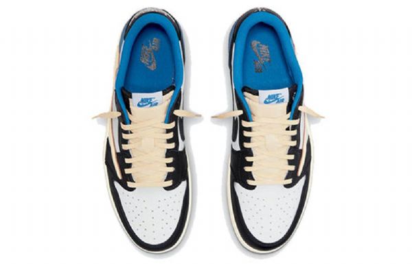 Nike Fragment Design X Travis Scott X Air Jordan 1 Retro Basketball Shoes Herre Blå Khaki Hvite
