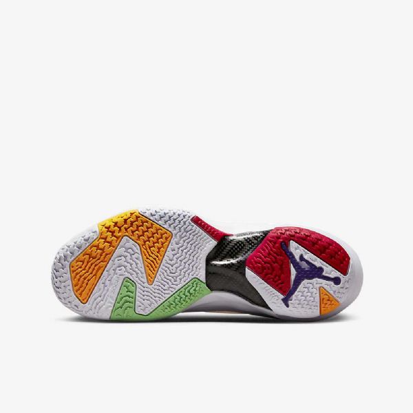 Nike Air Jordan Xxxvii Sko Barn Hvite Lyse Sølv Svarte Rød