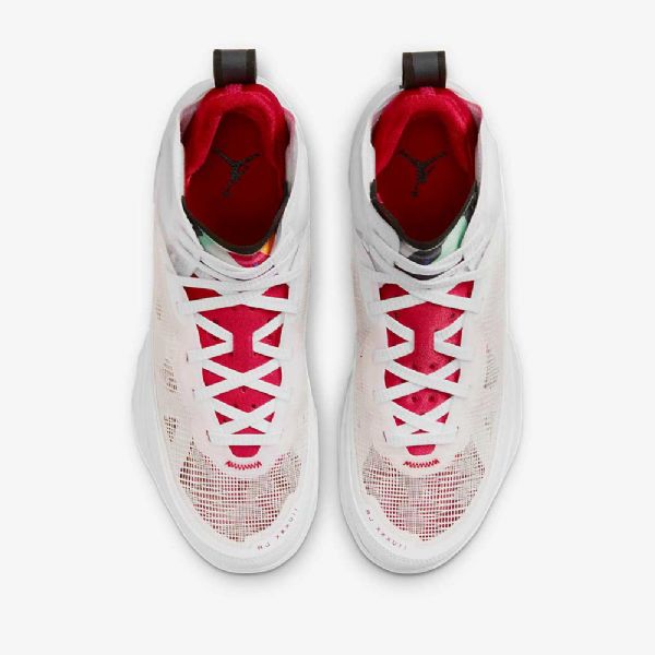 Nike Air Jordan Xxxvii Sko Barn Hvite Lyse Sølv Svarte Rød