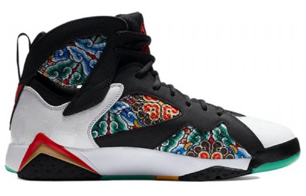 Nike Air Jordan 7 Retro Basketball Shoes Herre Svarte Hvite Rød