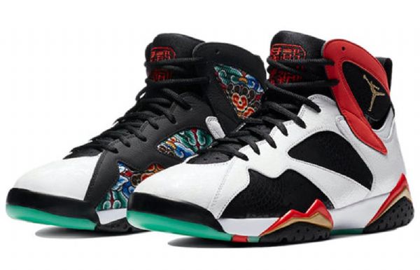 Nike Air Jordan 7 Retro Basketball Shoes Herre Svarte Hvite Rød