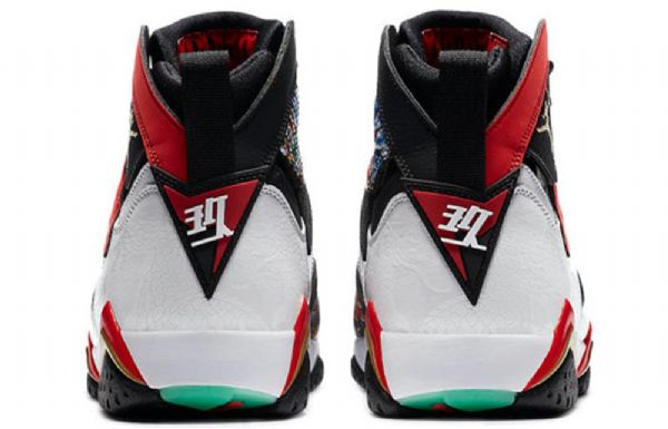Nike Air Jordan 7 Retro Basketball Shoes Herre Svarte Hvite Rød