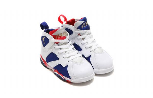 Nike Air Jordan 7 Retro Bt Basketball Shoes Barn Hvite Blå