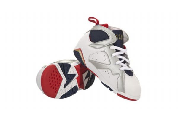 Nike Air Jordan 7 Retro Td Basketball Shoes Barn Marineblå Hvite