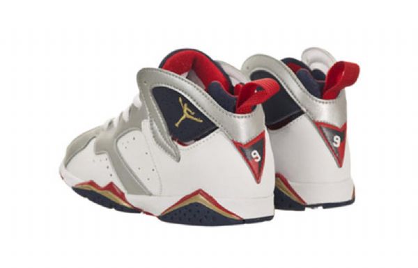 Nike Air Jordan 7 Retro Td Basketball Shoes Barn Marineblå Hvite
