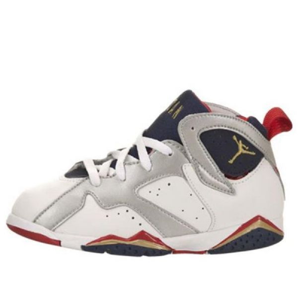 Nike Air Jordan 7 Retro Td Basketball Shoes Barn Marineblå Hvite