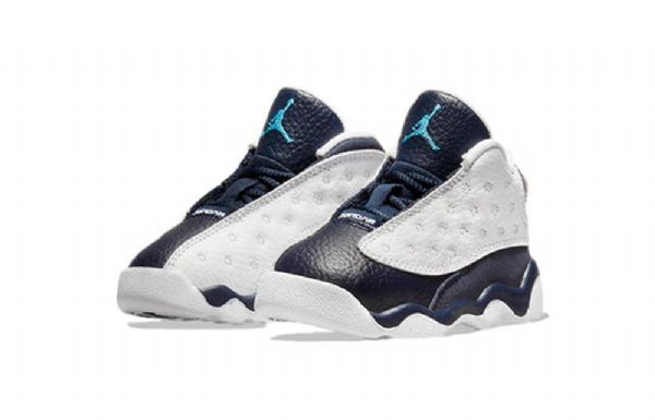 Nike Air Jordan 13 Retro Td Basketball Shoes Barn Marineblå Hvite