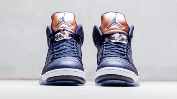 Nike Air Jordan 5 Bronze Sko Herre Marineblå