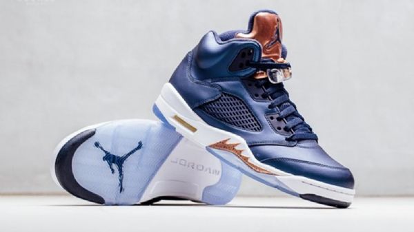 Nike Air Jordan 5 Bronze Sko Herre Marineblå