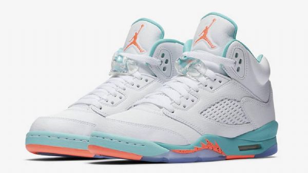Nike Air Jordan 5 Gg Aqua Sko Dame Hvite