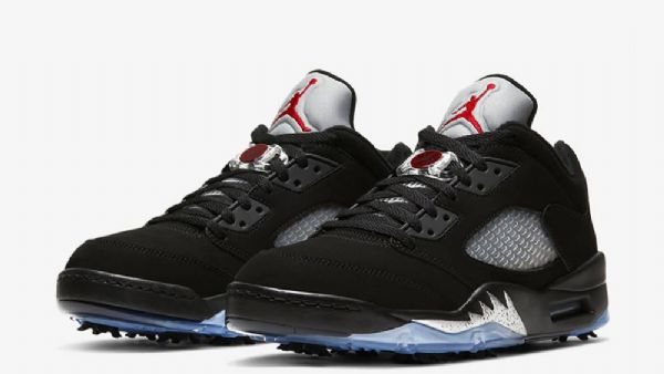 Nike Air Jordan 5 Golf Sko Dame Svarte Sølv