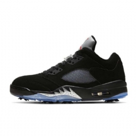 Nike Air Jordan 5 Golf Sko Herre Svarte Sølv