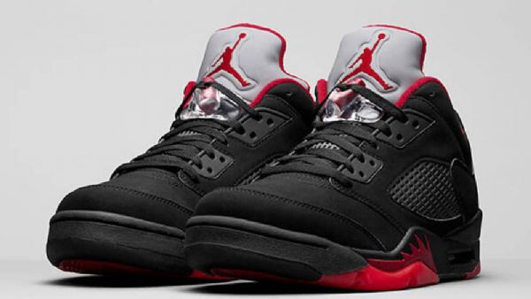 Nike Air Jordan 5 Low Tops Alternate Sko Herre Svarte Rød