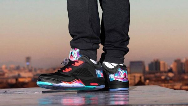 Nike Air Jordan 5 Low Tops Chinese New Year Pack Sko Herre Svarte Rød