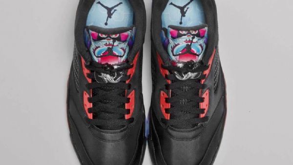 Nike Air Jordan 5 Low Tops Chinese New Year Pack Sko Herre Svarte Rød