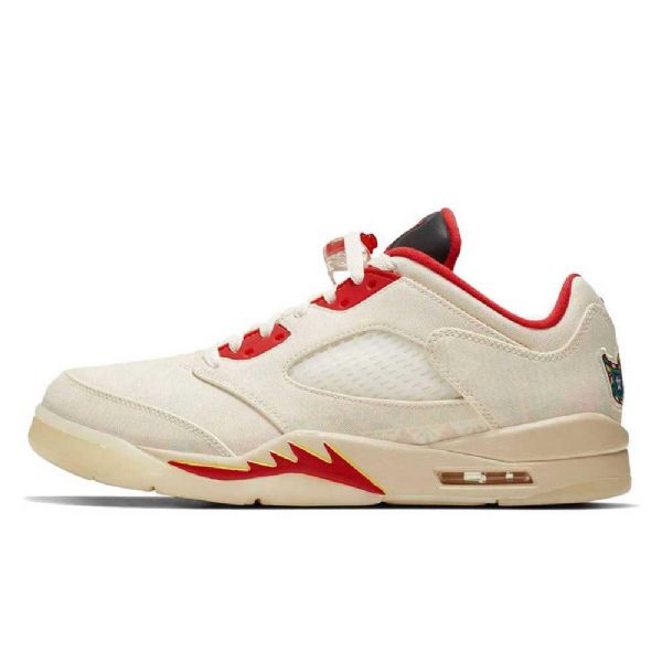 Nike Air Jordan 5 Low Tops Chinese New Year Sko Herre Khaki Rød