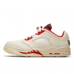 Nike Air Jordan 5 Low Tops Chinese New Year Sko Herre Khaki Rød
