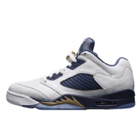 Nike Air Jordan 5 Low Tops Dunk From Above Sko Herre Hvite Marineblå