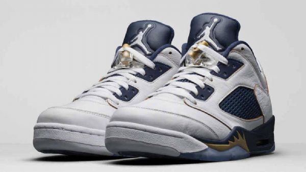 Nike Air Jordan 5 Low Tops Dunk From Above Sko Herre Hvite Marineblå