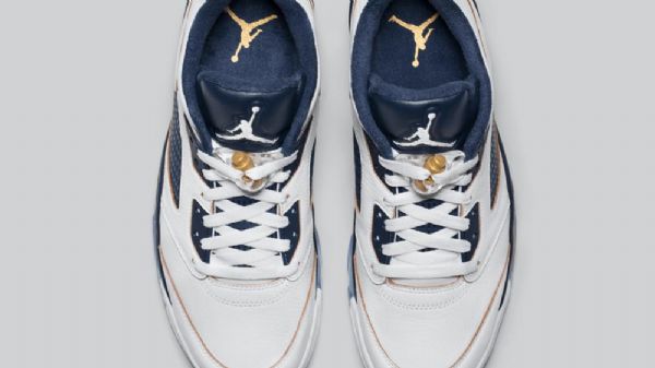 Nike Air Jordan 5 Low Tops Dunk From Above Sko Herre Hvite Marineblå