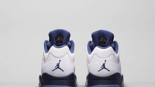 Nike Air Jordan 5 Low Tops Dunk From Above Sko Herre Hvite Marineblå