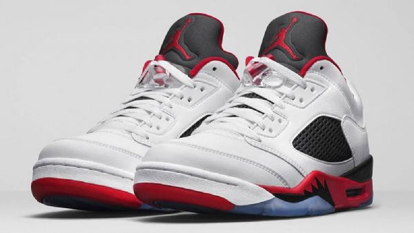 Nike Air Jordan 5 Low Tops Fire Sko Herre Hvite Rød