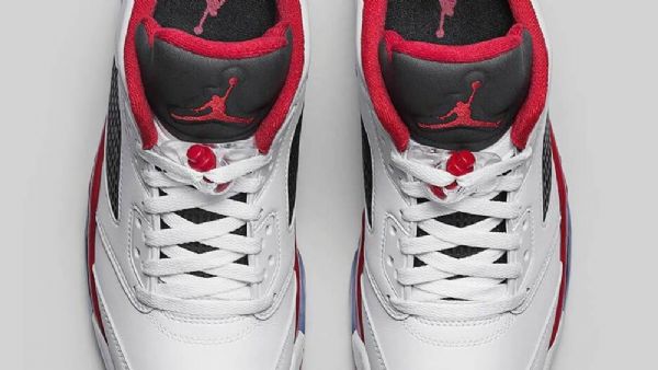 Nike Air Jordan 5 Low Tops Fire Sko Herre Hvite Rød