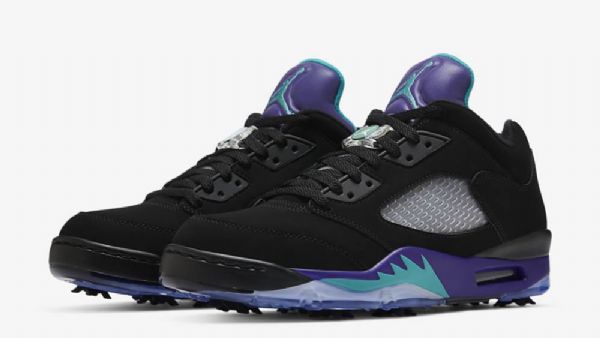 Nike Air Jordan 5 Low Tops Golf Grape Sko Herre Svarte Lilla
