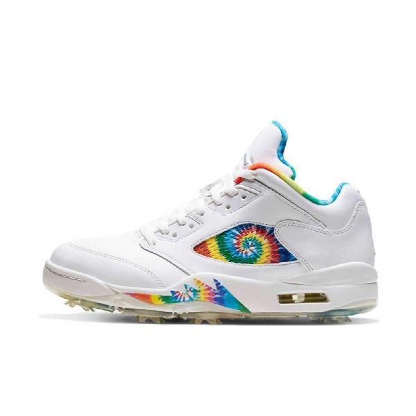 Nike Air Jordan 5 Low Tops Golf Tie Dye Sko Herre Hvite