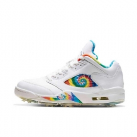 Nike Air Jordan 5 Low Tops Golf Tie Dye Sko Herre Hvite