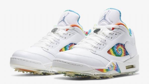 Nike Air Jordan 5 Low Tops Golf Tie Dye Sko Herre Hvite