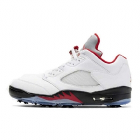 Nike Air Jordan 5 Low Tops Sko Herre Hvite Rød