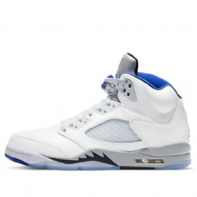 Nike Air Jordan 5 Retro Basketball Shoes Herre Hvite Blå
