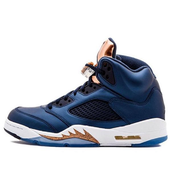 Nike Air Jordan 5 Retro Basketball Shoes Herre Marineblå