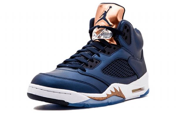 Nike Air Jordan 5 Retro Basketball Shoes Herre Marineblå