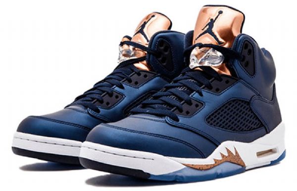 Nike Air Jordan 5 Retro Basketball Shoes Herre Marineblå