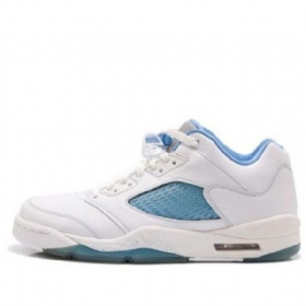 Nike Air Jordan 5 Retro Low Tops Basketball Shoes Dame Blå Hvite