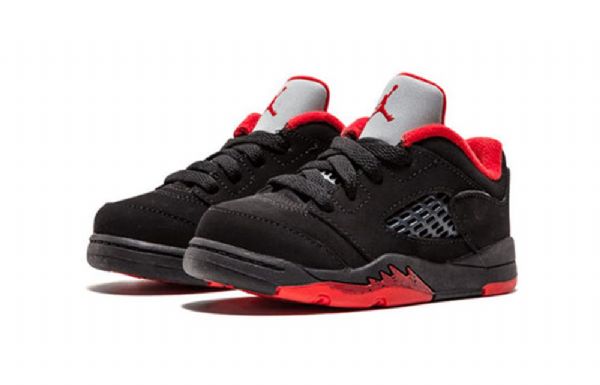 Nike Air Jordan 5 Retro Low Tops Td Sko Barn Svarte Rød