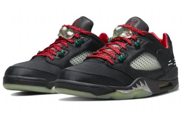 Nike Air Jordan 5 Retro Low Tops X Clot Jade Basketball Shoes Herre Svarte