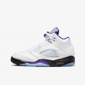Nike Air Jordan 5 Retro Sko Barn Hvite Svarte Mørke