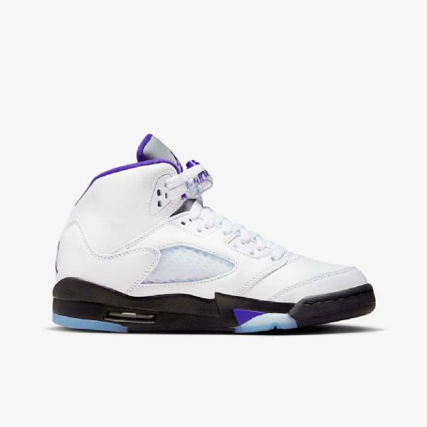 Nike Air Jordan 5 Retro Sko Barn Hvite Svarte Mørke
