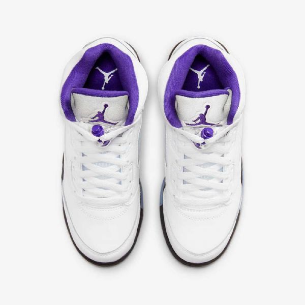 Nike Air Jordan 5 Retro Sko Barn Hvite Svarte Mørke