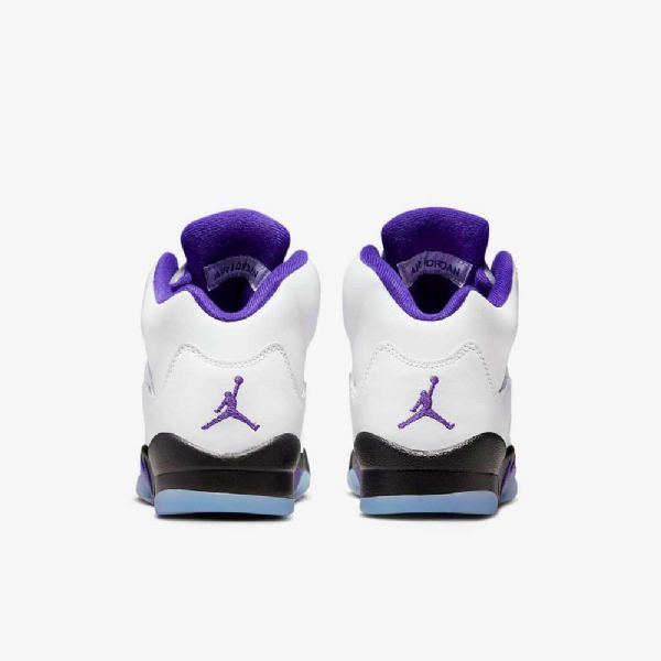 Nike Air Jordan 5 Retro Sko Barn Hvite Svarte Mørke