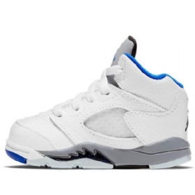 Nike Air Jordan 5 Retro Td Sko Barn Hvite Blå