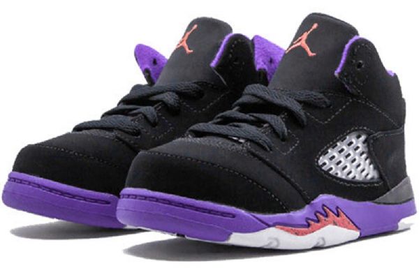 Nike Air Jordan 5 Retro Td Sko Barn Svarte Lilla